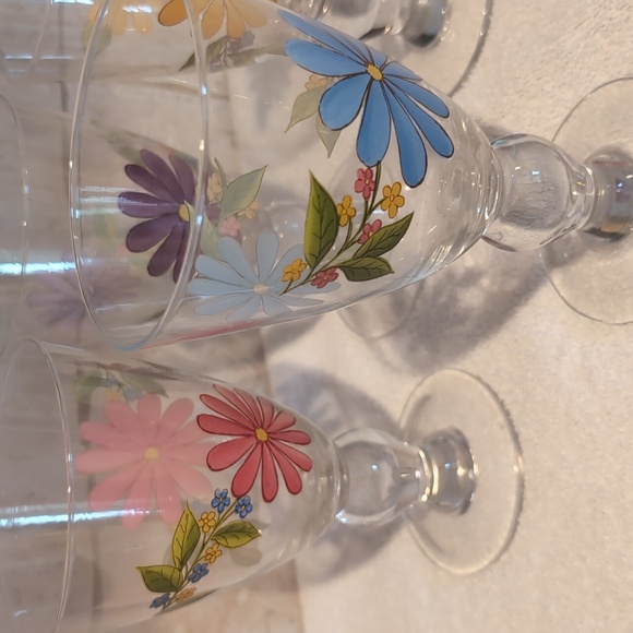 5 Piece Glass Pitcher & Beverage Goblet Set. Floral. Summer. Lemonade - Picture 9 of 15
